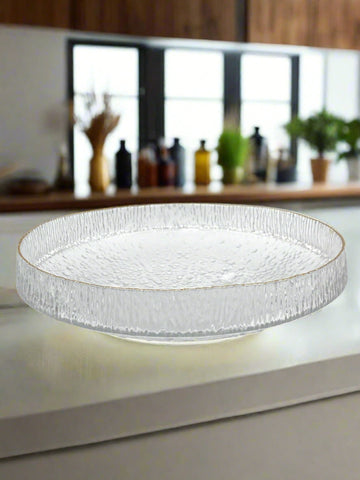 12"x1.5" GLASS BOWL-GOLD RIM