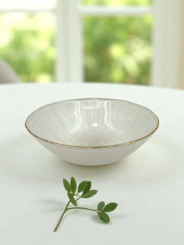 6.75"x3" GLASS BOWL-GOLD RIM