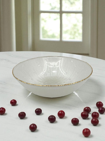 7.75"x3" GLASS BOWL-GOLD RIM