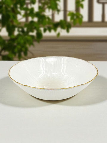 9.75"x4" GLASS BOWL-GOLD RIM