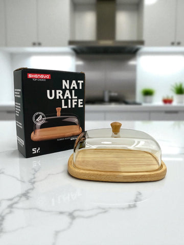 6.5"x5" BUTTER DISH-WOOD BASE