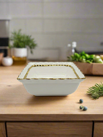 6"x3"BOWL-GOLD DESIGN-SQUARE