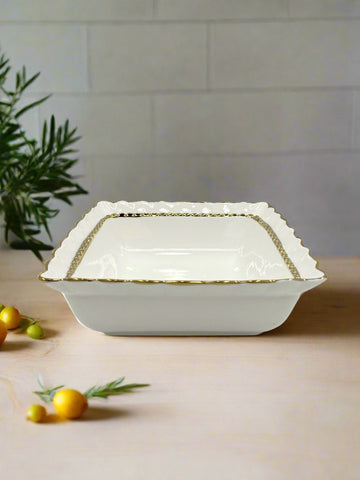 8.25"x3.5"BOWL-GOLD DESIGN-SQUARE