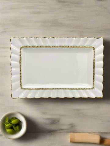 12"x8" PLATTER-GOLD DESIGN-RECTANGLE