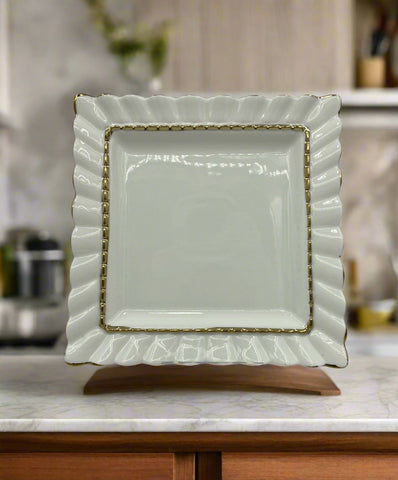 8.25" PLATE-GOLD DESIGN-SQUARE