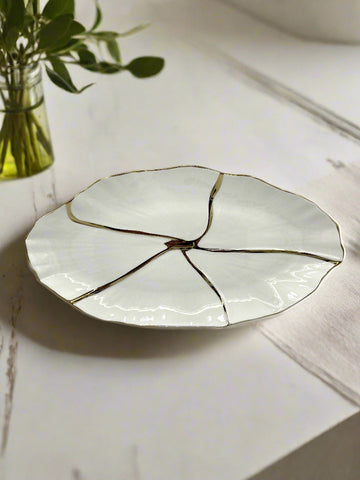 16"x8.5" PLATTER-GOLD DESIGN-OVAL