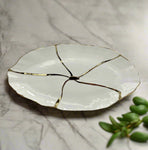 18"x9.5" PLATTER-GOLD DESIGN-OVAL
