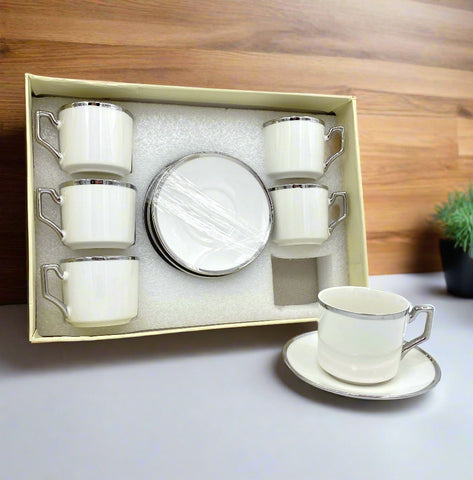 6 PC COFFEE SET-SILVER RIM