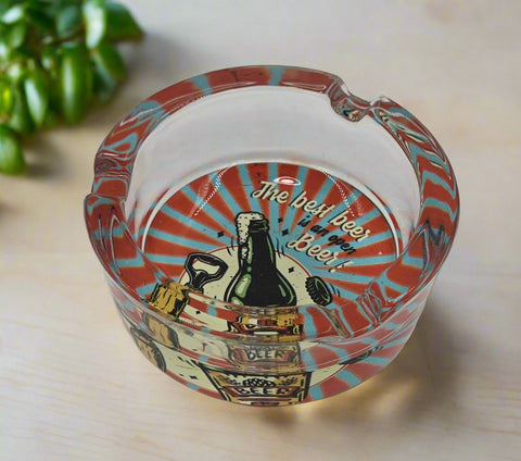 3.25" GLASS ASHTRAY W/DESIGN