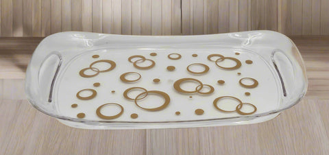 18"x11.5" TRAY W/GOLD DESIGN
