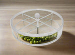 11"- 4 SECTION ACRYLIC DISH W/LID-ROUND