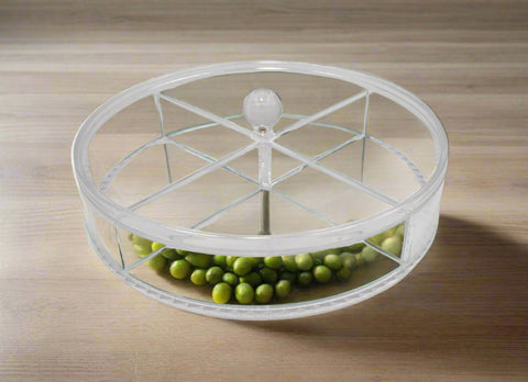 11"- 4 SECTION ACRYLIC DISH W/LID-ROUND