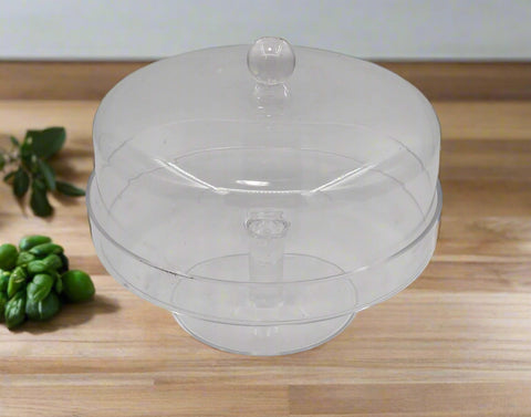 9.5" FOOTED ACRYLIC DISH W/LID-ROUND