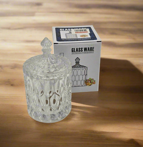 GLASS CANDY JAR W/LID
