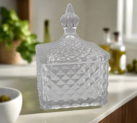 GLASS CANDY JAR W/LID