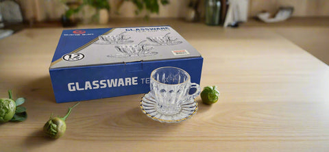 6 PC TEA CUP & SAUCER-GOLD RIM