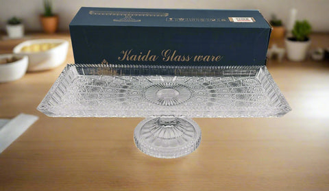 15.5"x7"x4.5" FOOTED GLASS PLATTER