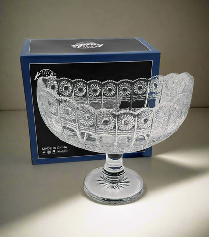 10" FOOTED GLASS BOWL-OVAL