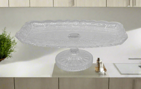 13"x7.5"x5" GLASS FOOTED PLATE-RECTNAGLE