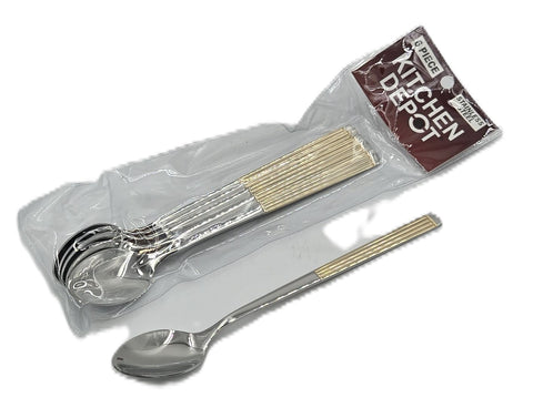 6 PC LONG COFFEE SPOON-GOLD/SI