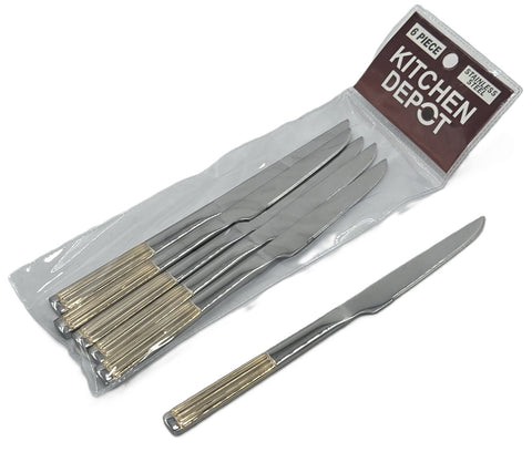 6 PC DESSERT KNIFE-GOLD/SILVER