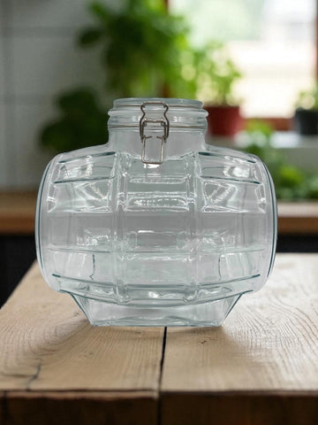 11"x12"GLASS CONTAINER-BARREL DESIGN