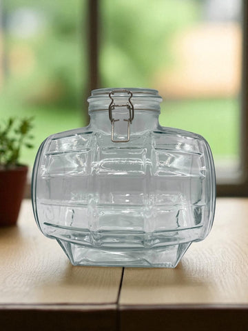 9"x11" GLASS CONTAINER-BARREL DESIGN