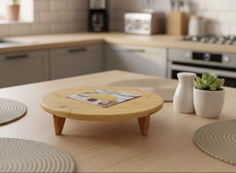 12" FOOTED WOODEN BOARD-ROUND