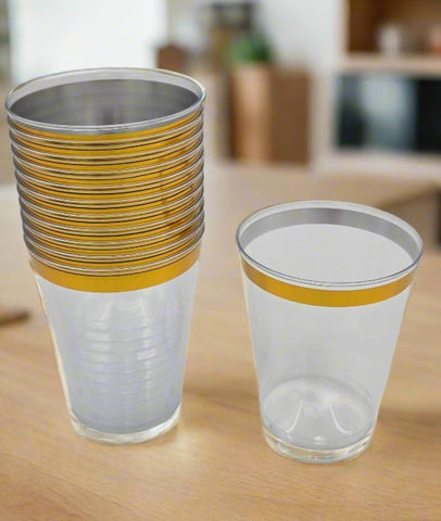 10OZ CUPS GOLD RIM-12CT