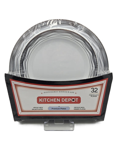 PLATE SET-SILVER DESIGN-32CT