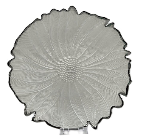 13" GLASS PLATE-FLOWER DESIGN