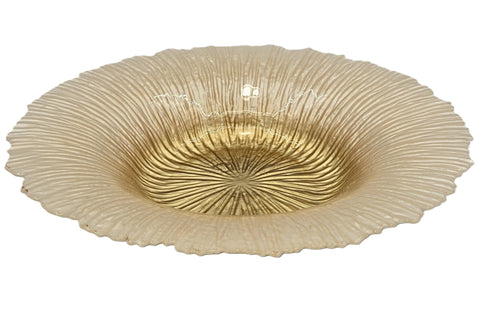 15" GLASS BOWL-FLOWER DESIGN