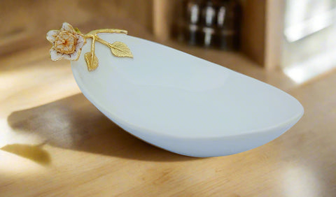 10"x6"x3.5" OVAL BOWL W/FLOWER
