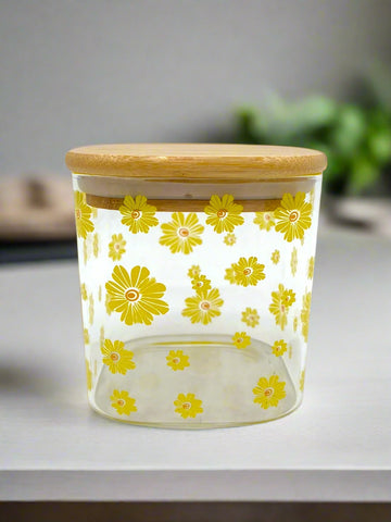 4.25"x4" GLASS JAR W/WOOD LID