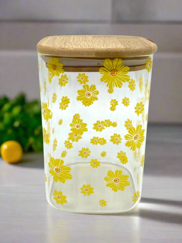 6"x4" GLASS JAR W/WOOD LID