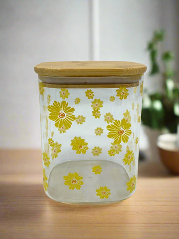 5"x4" GLASS JAR W/WOOD LID