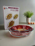 3 PC BAKING GLASS DISH-OVAL -2.4L, 1.6L, 0.7L