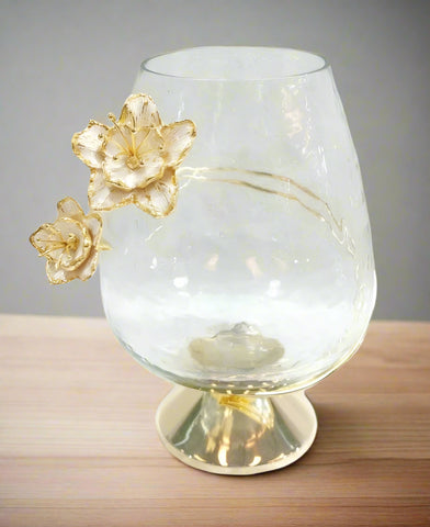 9.5"x4"FLOWER VASE-GOLD DESIGN