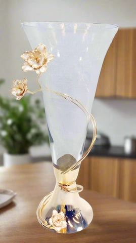 16"x6.5"FLOWER VASE-GOLD DESIGN