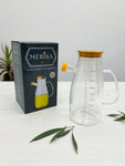 8.5"x 3" GLASS PITCHER W/WOOD LID