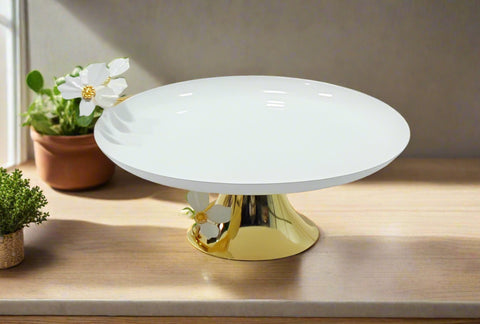 11" FOOTED PLATTER W/FLOWER