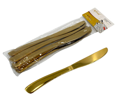 6PC DINNER KNIFE-GOLD
