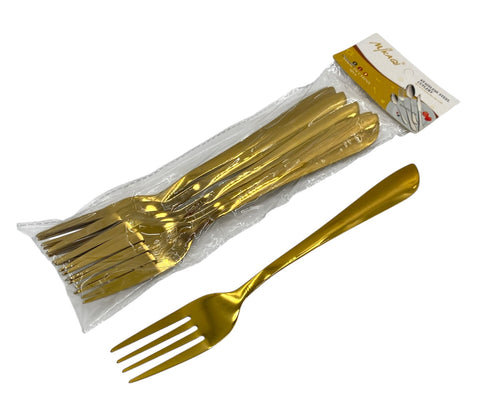 6PC DINNER FORK-GOLD