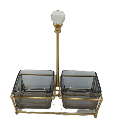 2PC GLASS BOWL W/GOLD STAND - Kitchen Depot