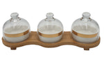3SECTION CANDY JAR W/WOOD BASE
