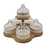 6SECTION CANDY DISH W/WOOD BASE