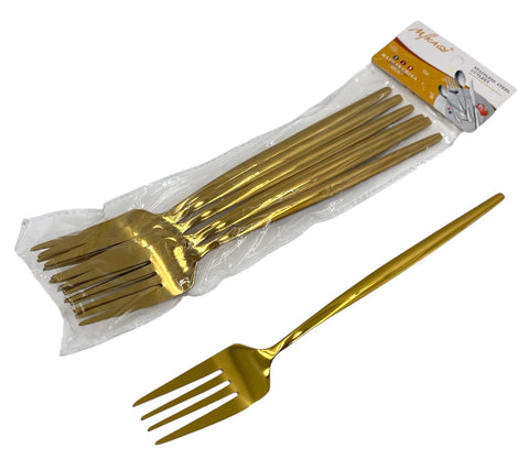 6 PC DINNER FORK-GOLD