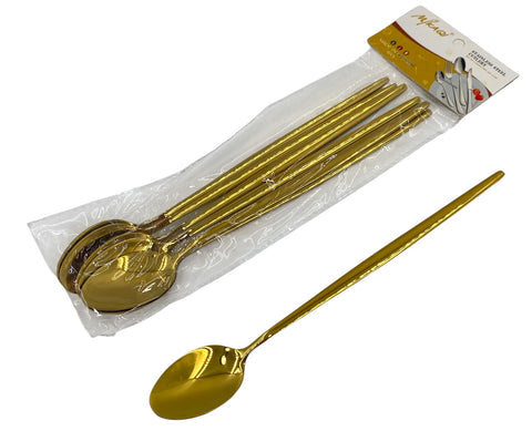 6 PC LONG COFFEE SPOON-GOLD