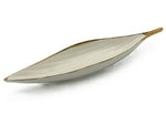 16"x3.5" LONG LEAF SHAPE PLATE-GOLD RIM