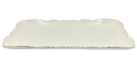14"x8.75" PLATE W/GOLD RIM-RECTANGULAR